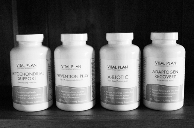 Photo shows bottles of the 4 herbals products that are part of the Vital Plan Restore Program.