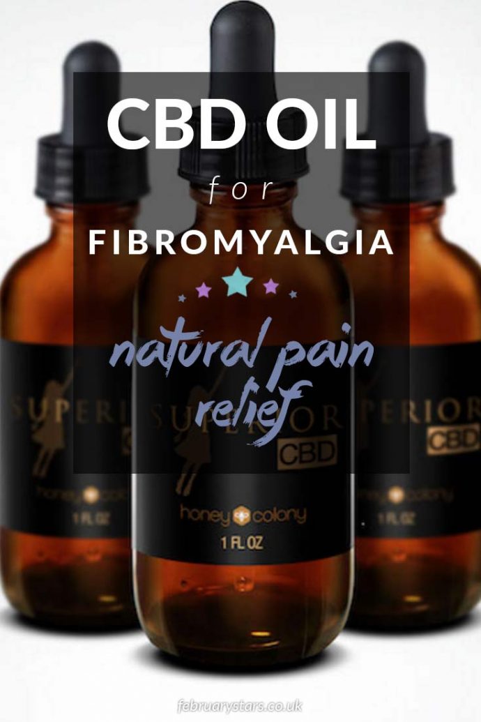 Pinterest pin reads;" CBD oil for Fibromyalgia. Natural pain relief"