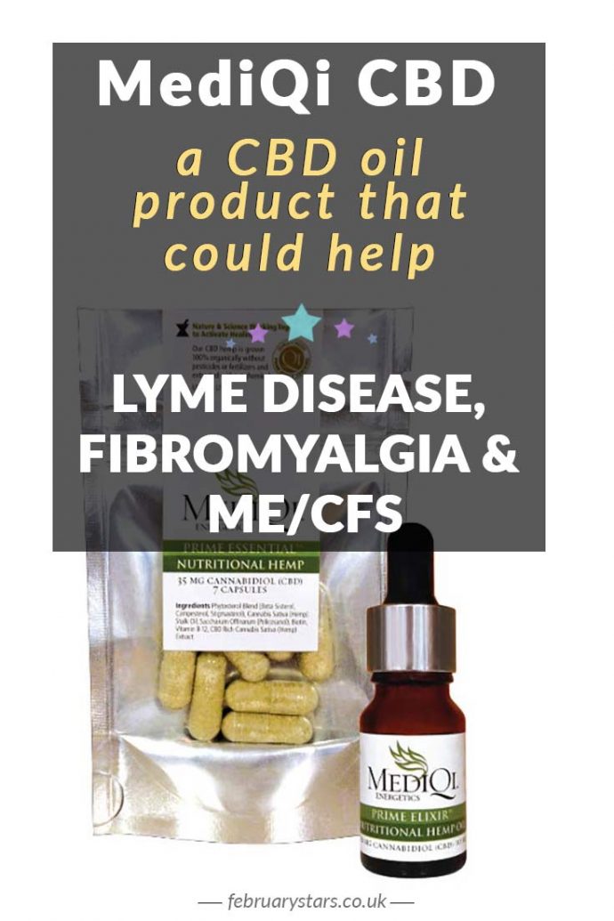 MediQi, a CBD oil product that could help provide relief from symptoms of ME/CFS, Fibromyalgia and Lyme Disease. Click to read or pin to save for later.