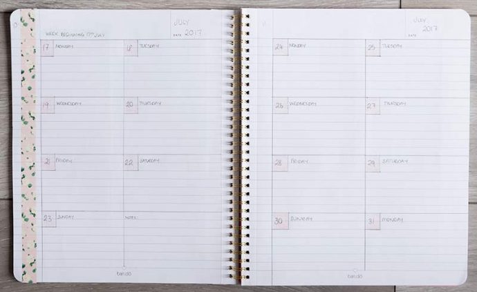 An example of a weekly spread in my bullet journal 