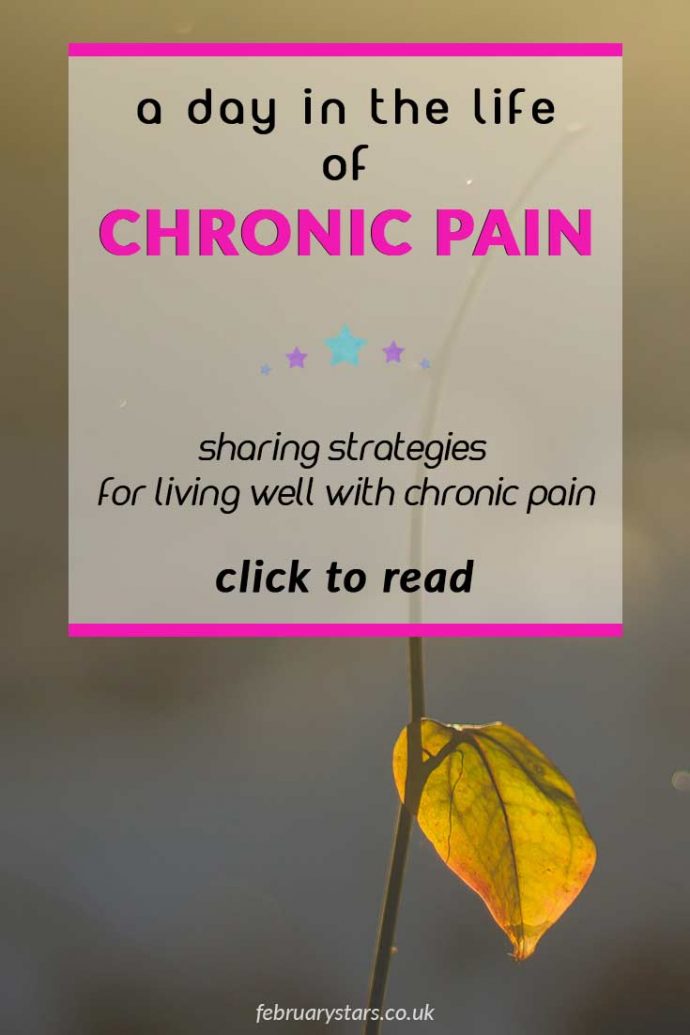 Learn what a day in the life of chronic pain looks like. Sheryl from A Chronic Voice shares what life with chronic pain is like for her and the strategies she uses that help her to live as well as possible. Click to read or pin to save for later.