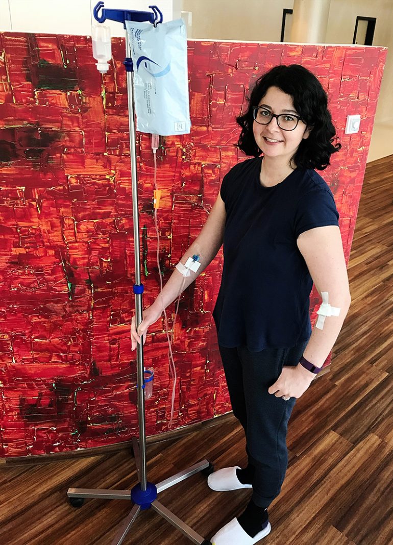 Receiving an IV as part of my Lyme Disease treatment in Germany.