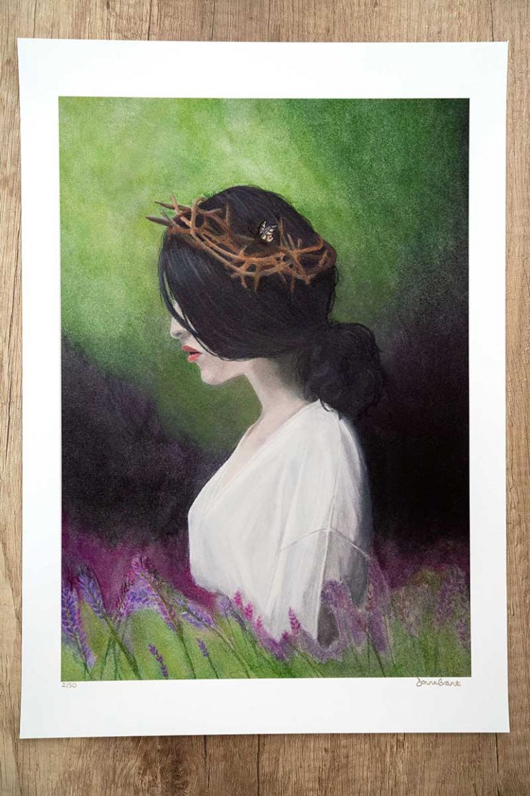 Photo of a limited edition print of my chronic art piece 'Within the Shadows of Pain' which makes for a thoughtful Christmas gift.