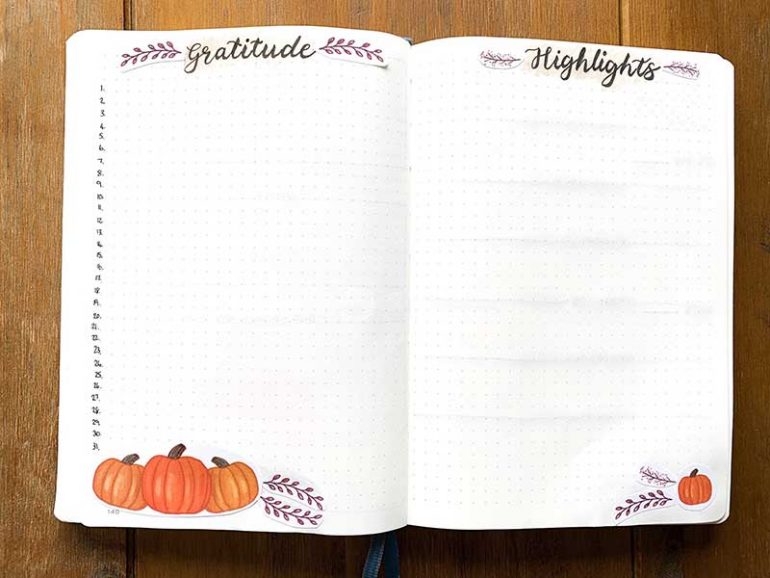 My one-line per day gratitude and monthly highlights pages