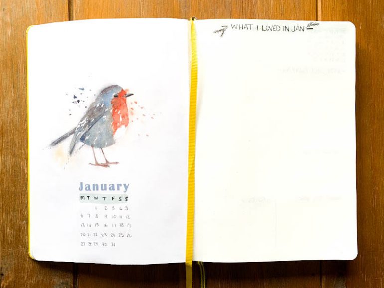 January 2020 bullet journal cover page