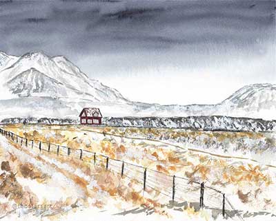 Iceland watercolour landscape finished painting
