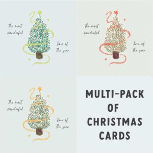 The Christmas card pack of 3 cards featuring illustrated Christmas trees.