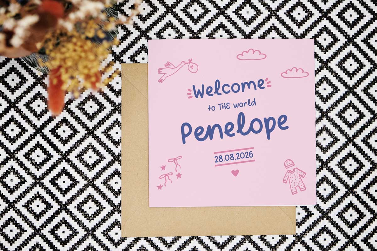 Personalised New Baby Girl Card
